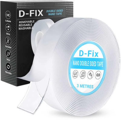 Dfix Reusable Removable Nano Tape for Home Kitchen office Handheld Heavy Duty Multipurpose Waterproof Washable Double Sided Tape (Manual)(Set of 1, Transparent)