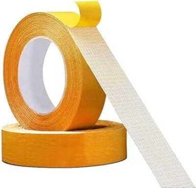 Truebond Cloth Tape Double Sided Adhesive 2 Inch X 20Meter (Pack of 2) Adhesive Tape (Manual)(Set of 2, Yellow)