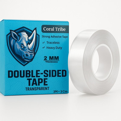 Desk double sided 2mm Double sided tap (Manual)(Set of 1, White)