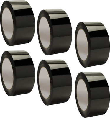 Aurakix Black Single Side BOPP 1- inch Tape Multi-Purpose Use – 240m Adhesive Roll for Packaging & DIY Projects, Photo Framing, Art, Books Binding & Office & Household Use (Manual)(Set of 6, Black)