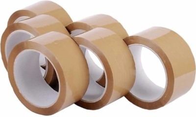 Kavch SINGLE SIDED HANDHELD BROWN CELLOTAPE 2 INCH 40 MTR (PACK OF 6 PCS) (Manual)(Set of 6, Brown)