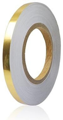 AR Tapes & Plastics Floor Tiles Gold Foil Lines Metalized Mirror Tape Self-Adhesive Tile (10mmx 50m) No Dispenser Gap Sealing Foil Decor Tape (Manual)(Set of 1, Gold)