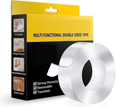 Freedy nano tape plastic Nano Double Sided Tape Office, 2mm Thick, 1.2 Inch Wide, Transparen (Manual)(Set of 1, White)