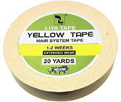 liya Hair Yellow Tape|Double Sided|Hair Patch Tape|Hair System Tape|Cotton Based Tape | Best in Summer|Ultra Thin & Excellent Grip | / hair wig yellow tape / (Manual)(Set of 1, Yellow)