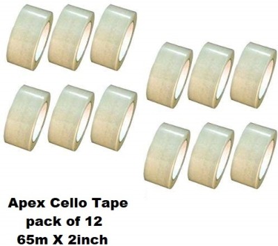 Creative Mart Apex Cello Tape (Single Sided) - (65m x 2inch) (Manual)(Set of 12, White)