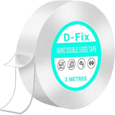 Dfix Double Sides, Washable, Reusable Nano Double Sided Tape Handheld Heavy-Duty Multipurpose Traceless Mounting Adhesive Tape (Manual)(Set of 1, Transparent)