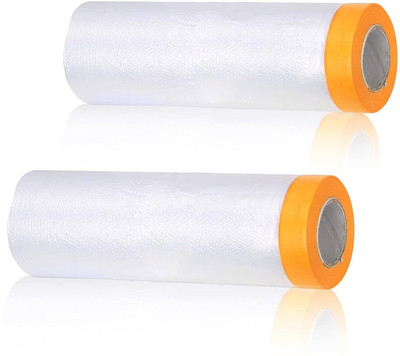 Calldrishe Paint Protection Film and Tape Multipurpose Pre Taped Masking Protection Film Handheld Pre taped Masking Sheet Tape for Protection from Dust ,water, paint and moisture (Manual)(Set of 1, White)