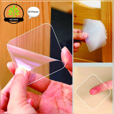 AKTNEW Double side sticker,Heavy Duty Tap for wall washable sticky patch Double side tape dispencer Double side sticker,Heavy Duty Tap for wall washable sticky patch (Manual)(Set of 20, Transparent)