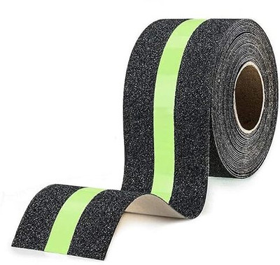 LIVVIOMART Anti Slip Grip Tape with Green Stripe Roll Only Waterproof Stripe for Indoor/Outdoor (Manual)(Set of 1, Black)