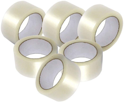 Boxer 65M PACKING TAPE Adhesive Single Side 2 inch(Tape) (Manual)(Set of 6, Transparent)