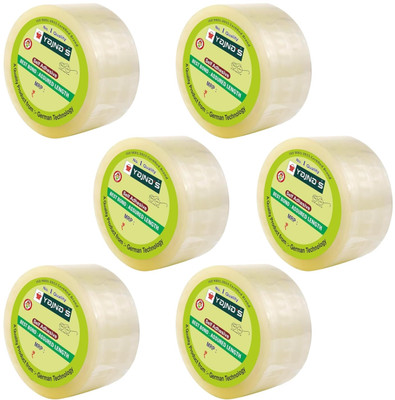 YAJNAS 3 Inch x 200 Meters, Pack Of 6, BOPP Transparent E-commerce Packaging Cello Tape Manual Dispenser BOPP Packaging Clear Tape (Transparent) (Manual)(Set of 6, Transparent)