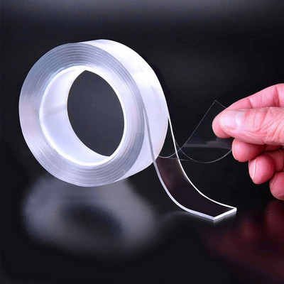 Metrite INDIA Double Sided Medium Nano Double Sided Tape Heavy Duty Transparent Traceles (Manual)(transparent_clear)
