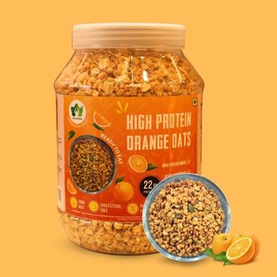 wellmonk by Wellmonk High Protein orange Oats 1kg Jar(1000 g)