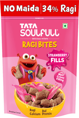 Tata Soulfull Ragi Bites Strawberry Fills, More Cream Filling, No Maida, Dal Protein, Cereal Box(250 g)