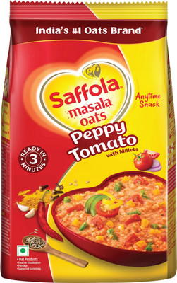 Saffola Masala Oats| Peppy Tomato|Anytime Snack |Ready in 3 mins|No added preservatives Pouch(500 g)