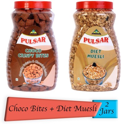 Pulsar by Pulsar PACK OF 2 CHOCO CRISPY BITES & DIET MUESLI Plastic Bottle(2 x 800 g)