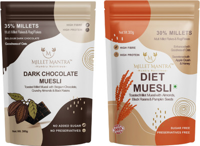 Millet Mantra by Millet Mantra Diet & Dark Chocolate Combo made with millet, Oats, almonds & Raisins Pouch(2 x 300 g)