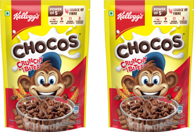 Kellogg's Chocos Crunchy Bites | Source of Calcium & Fibre, High in Protein | Kids Cereal Pouch(2 x 375 g)