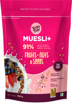 Yogabar Muesli 700g Fruits Nuts&Seeds, Wholegrain Breakfast Cereal with High Fibre Pouch(700 g)