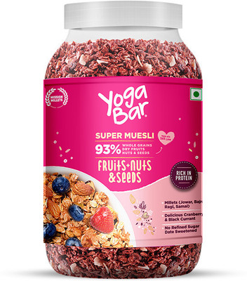 Yogabar Muesli 1kg Jar |Fruits Nuts&Seeds|Breakfast Cereal with High Protein|Saver Pack Jar(1 kg)