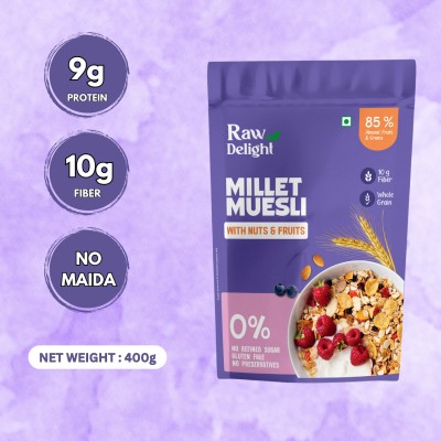 RAW DELIGHT by Raw Delight Millet Muesli with Fruits & Nut Pouch(400 g)