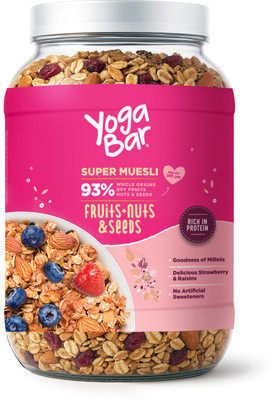 Yogabar Muesli 1kg Jar |Fruits Nuts&Seeds|Breakfast Cereal with High Protein|Saver Pack Jar(1 kg)