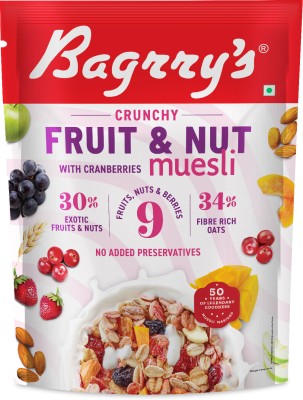 Bagrry's Crunchy Fruit and Nut Muesli with Cranberries Pouch(375 g)