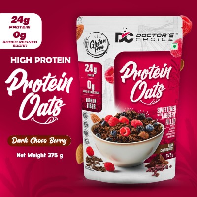 DOCTOR'S CHOICE Protein Oats, 24g Pure Protein, Jaggery Sweetened, No Additives & No Sugar. Pouch(375 g)