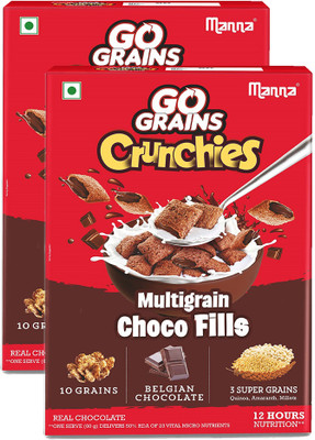 Manna Go Grains Crunchies Choco Fills Kids Breakfast Cereal Millets | Multigrain Refill(2 x 450 g)