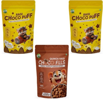 Veg4U Ragi 2 Choco Puff and 1 Choco Fill Source of Calcium Combo Pack Pouch(3 x 116.67 g)