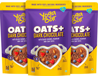 Yogabar High Protein Dark Chocolate Oatmeal 400g Pack of 3 Pouch(3 x 0.4 kg)
