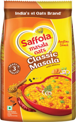 Saffola Masala Oats | Classic Masala |Anytime Snack |Ready in 3 mins | Millets Goodness Pouch(500 g)