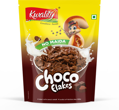 Kwality Choco Flakes, Whole Wheat, Source of Protein & Fibre, Breakfast Cereals Pouch(90 g)