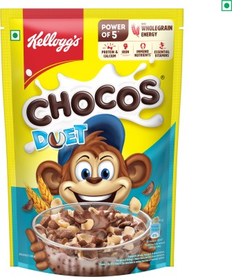 Kellogg's Chocos Duet | Source of Calcium & Fibre, High in Protein | Kids Breakfast cereal Pouch(3 x 375 g)