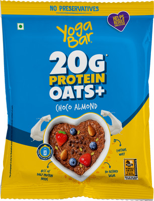Yogabar High Protein Oats | 50g Protein | Choco Almond Oatmeal |Breakfast Cereal Pouch (50 G) For Rs. 29 @ 71 %