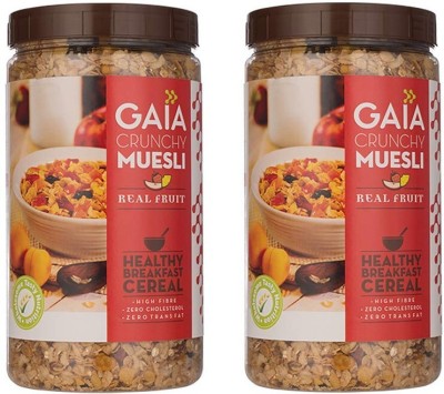 GAIA Real Fruit Crunchy Muesli 1 KG Jar (Pack of 2) Plastic Bottle(2 x 1 kg)