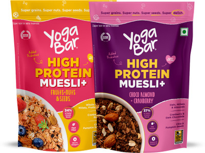 Yogabar Protien Muesli Combo| Choco Almond & Cranberry| Fruit & Nut| 1.7kg |23g protein Pouch(2 x 0.85 kg)
