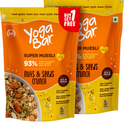 Yogabar Nuts and Seeds Muesli | Muesli with 93% Wholegrains, Nuts, Seeds And Fruits Pouch(2 x 400 g)