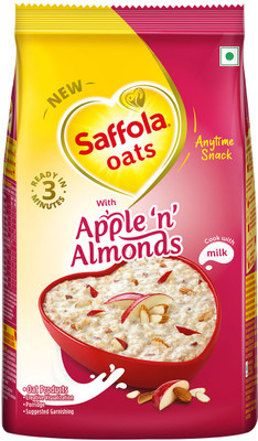 Saffola by Saffola Oats with Apple 'n' Almonds, Healthy & Tasty, Anytime Snack, 400g Pouch(400 g)