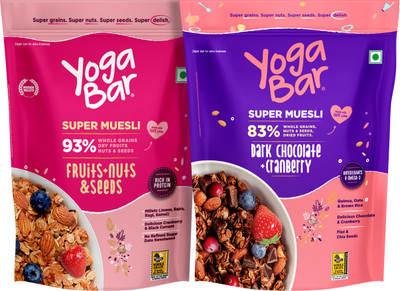 Yogabar Muesli Combo Pack 800g Dark Chocolate & Cranberry|Fruits, Nuts & Seeds|400g x 2 Pouch(2 x 400 g)