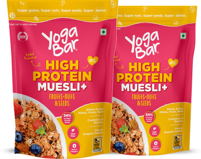 Yogabar Protein Muesli Fruit & Nuts 1.7KG| 22G Protein|With Apple, Almonds & Super Seeds Pouch(2 x 0.85 kg)
