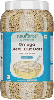 Neuherbs Omega Steel Cut Oats with Chia Seeds Plastic Bottle(1 kg)