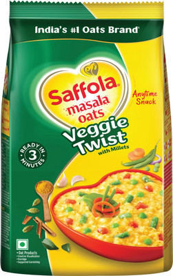 Saffola Masala Oats|Veggie Twist |Anytime Snack |Ready in 3 mins |No added preservatives Pouch(500 g)