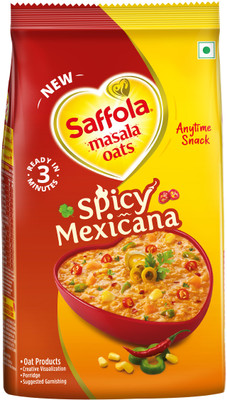 Saffola by Saffola Masala Oats Spicy Mexican, Spicy Flavoured Rolled Oats with High Fibre, 400g Pouch(400 g)