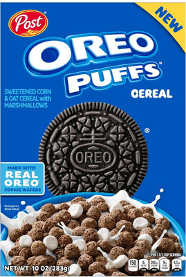 post Oreos Puffs Breakfast Cereal | Made with Real Oreos Cookie Wafers | Box(283 g)