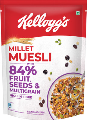Kellogg's Millet Muesli 84% Fruit, Seed & Multigrain|Power Breakfast|No Maida No Palm Oil Pouch(500 g)
