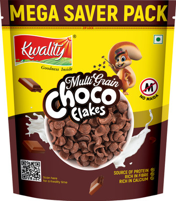 Kwality Choco Flakes, Made with Whole Wheat, Source of Protein & Fibre, Breakfast Cereal Pouch(1 kg)