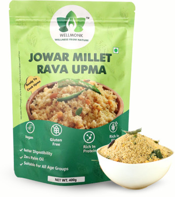 wellmonk by Wellmonk Jowar Millet Rava Upma 400g – Wholesome Instant Breakfast Mix Pouch(400 g)