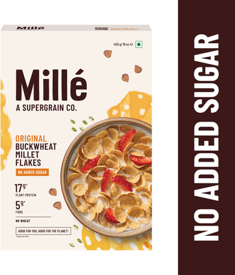 Millé: A Supergrain Co NO MAIDA Vanilla Buckwheat Breakfast Flakes, Low Sugar, High Plant Protein Box (450 G) For Rs. 198 @ 50% off