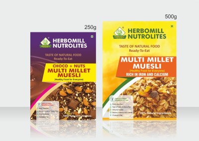 HERBOMILL NUTROLITES Multi Millet +Choco Nuts 750 g Box(2 x 375 g)